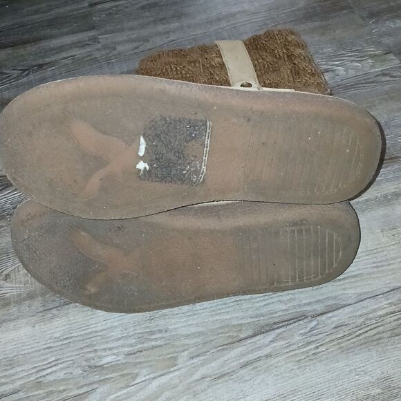 American Eagle Twist Knit midcalf pull on boots  brown suede  Sz 9 - Picture 9 of 9